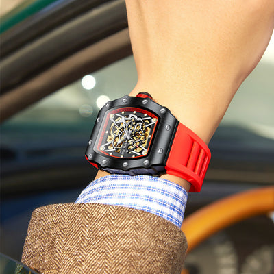 Reloj Deportivo Automático para Hombre con Banda de Silicona Resistente al Agua