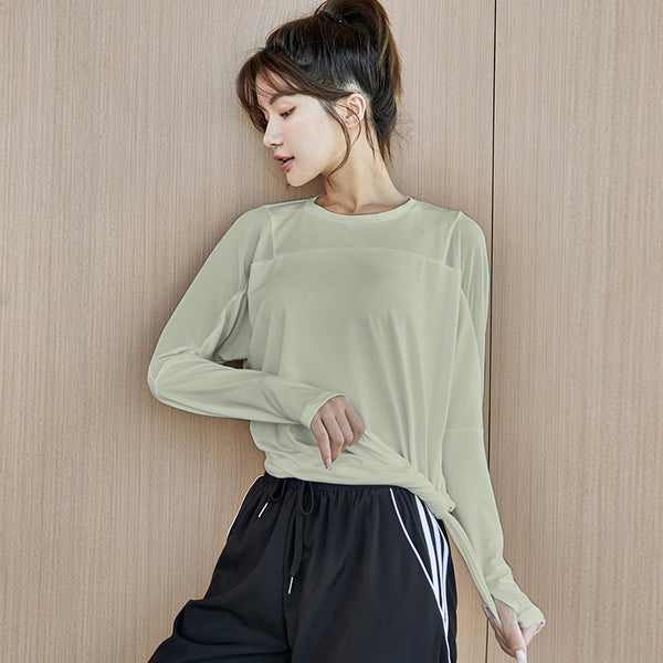 Blusa Deportiva de Manga Larga Transpirable y Secado Rápido