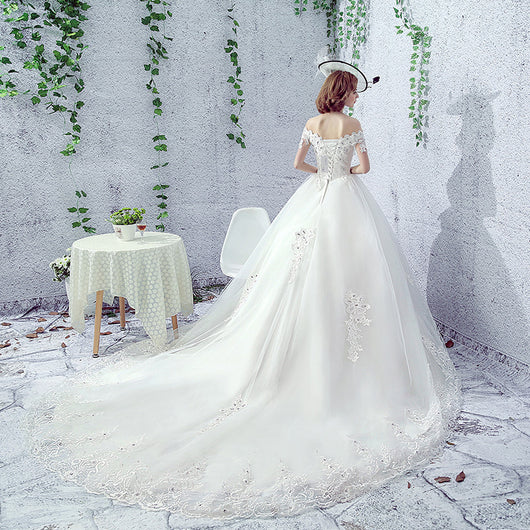 Vestido de Novia Asimétrico con Velo Francés Trailing Estilo Hepburn - Image 3