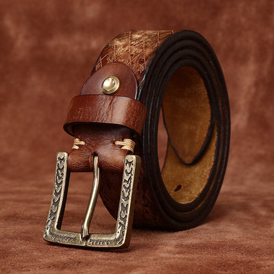 Cinturón de Cuero para Hombre con Hebilla Diamantada Tallada - Image 35