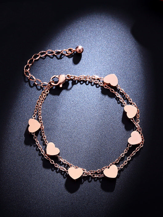 Pulsera de Acero Titanio Corazones Dobles para Mujer y Adolescente - Image 7
