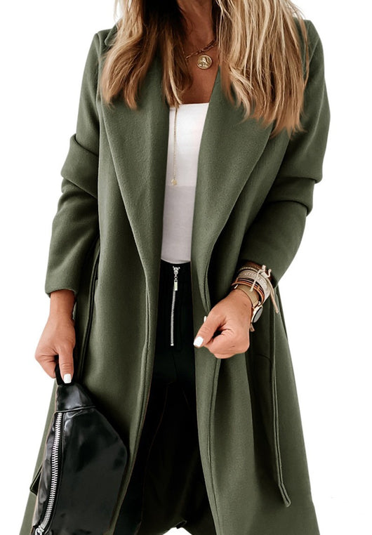 Abrigo Largo de Lana para Mujer Talla Grande con Cordones - Image 8
