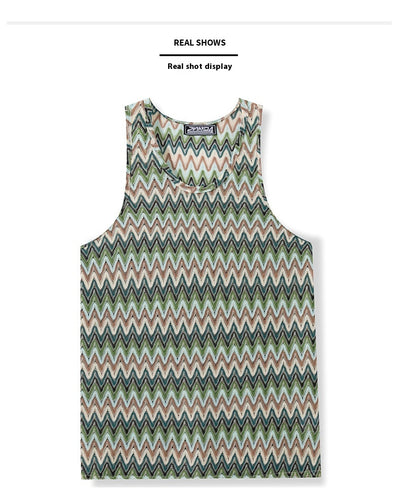 Chaleco Casual Retro para Hombre con Rayas de Contraste en Colores Degradados - Image 13