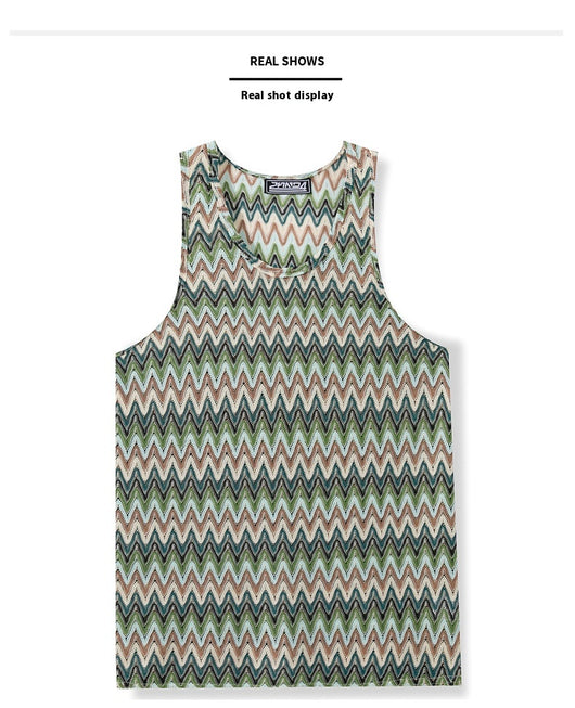 Chaleco Casual Retro para Hombre con Rayas de Contraste en Colores Degradados - Image 13