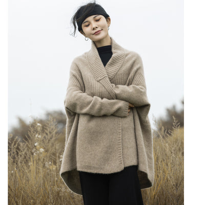 Cardigan Largo de Lana Pura con Hombros Caídos - Abrigo Tejido Grueso para Otoño e Invierno - Image 10