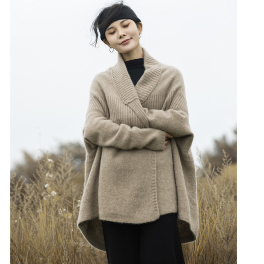 Cardigan Largo de Lana Pura con Hombros Caídos - Abrigo Tejido Grueso para Otoño e Invierno - Image 10