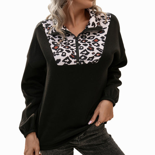 Sudadera Oversize con Estampado de Leopardo y Parches Casuales - Image 5