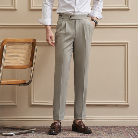 Pantalones Casuales Drapeados Slim-Fit para Hombre - Traje de Negocios