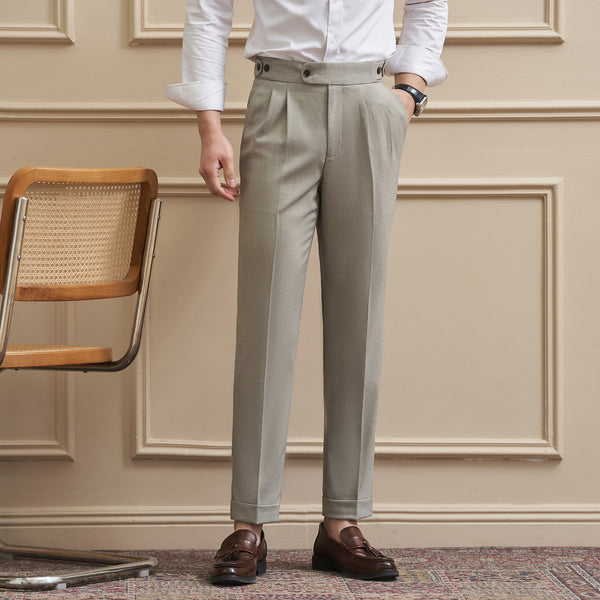 Pantalones Casuales Drapeados Slim-Fit para Hombre - Traje de Negocios