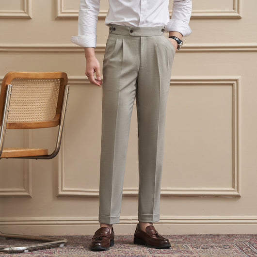 Pantalones Casuales Drapeados Slim-Fit para Hombre - Traje de Negocios