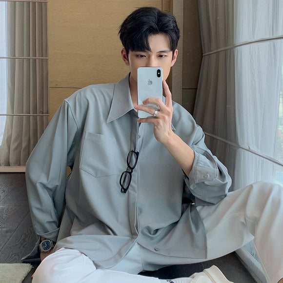 Camisa Blanca Manga Larga Estilo Coreano Sin Planchado