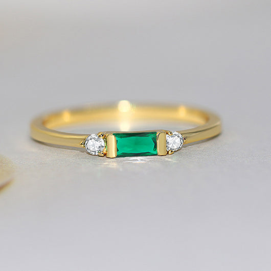 Anillo de Compromiso Geométrico con Circonia Cúbica Chapado en Oro 14K - Image 8