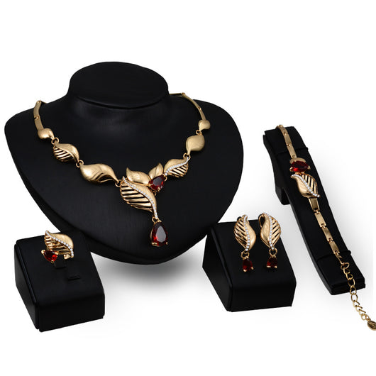 Conjunto de Accesorios Cristal Hoja - Aretes y Collar Juego de 4 Piezas - Image 2