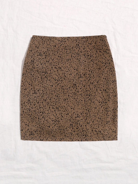 Minifalda Leopardo Cintura Alta Ajustada con Cordón Ajustable - Image 4