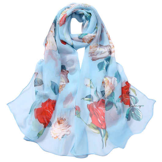 Pañuelo de Seda con Protección Solar y Estampado de Rosas - Image 24