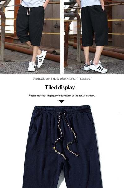 Pantalones Cortos de Lino Holgados para Hombre - Image 22