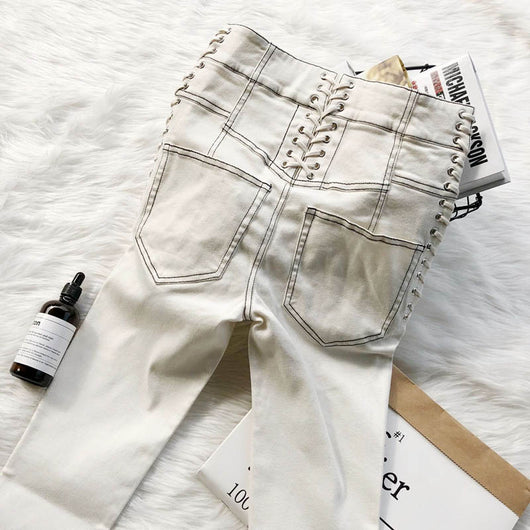 Jeans Blancos con Cordón Ajustable - Comodidad y Estilo - Image 9
