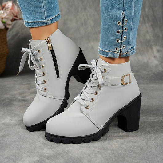 Botas Martin de Tacón Grueso con Hebilla Metálica para Mujer - Image 9