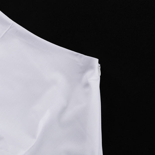 Vestido Sastre Blanco con Solapas y Mangas Largas de Cintura Alta - Image 26