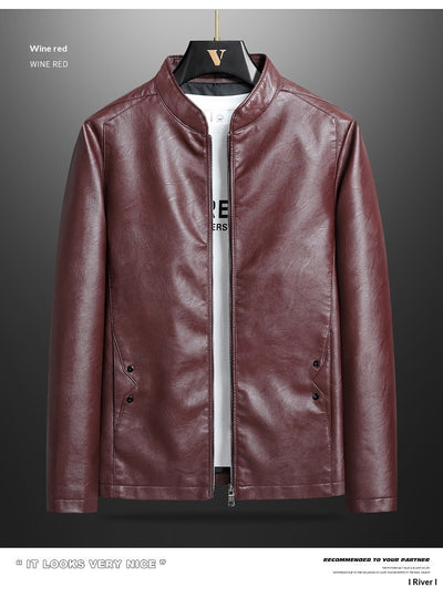Chaqueta de Cuero PU Ajustada para Hombre con Cuello Alzado Estilo Motociclista - Image 8