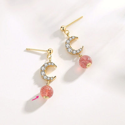 Aretes de Cristal Natural Fresa para Mujer - Image 8