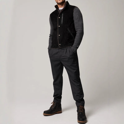 Abrigo de Invierno con Cuello Vuelto y Bolsillos - Diseño Elegante Bicolor