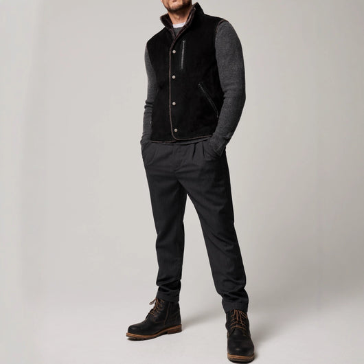 Abrigo de Invierno con Cuello Vuelto y Bolsillos - Diseño Elegante Bicolor