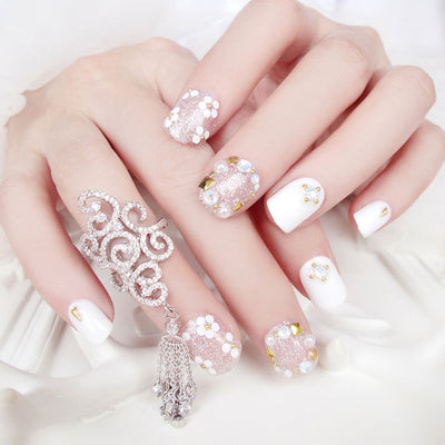 Uñas Postizas Estilo Revista - Diseño Novia Elegante