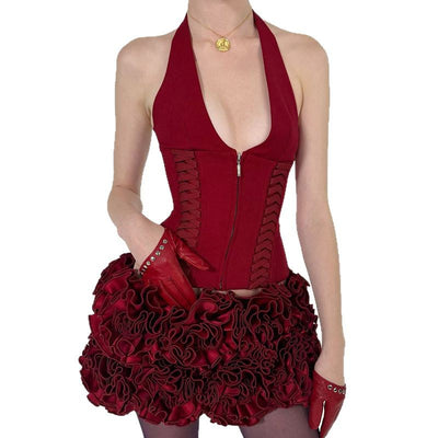 Top Halter Encaje Sexy Corto Anudado - Image 5