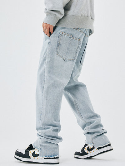 Jeans Rectos Hombre Talle Suelto Borde Crudo Lavado Claro - Image 2