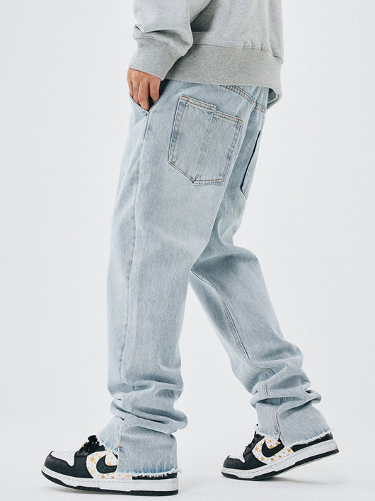 Jeans Rectos Hombre Talle Suelto Borde Crudo Lavado Claro - Image 2