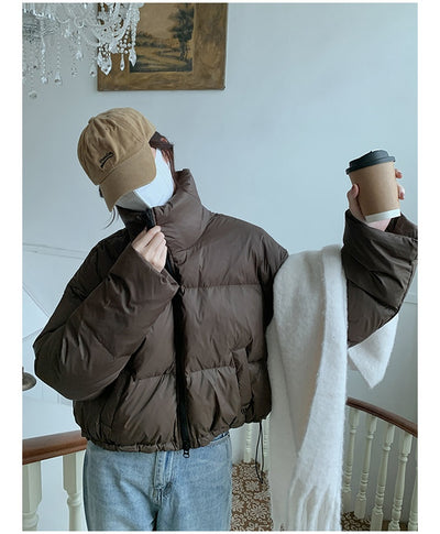 Chaqueta Acolchada Corta con Cuello Alto Estilo Americano para Mujer - Image 21