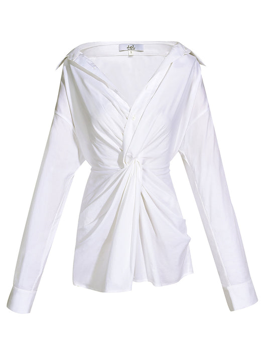 Camisa Suelta con Cuello en V Irregular - Primavera - Image 8