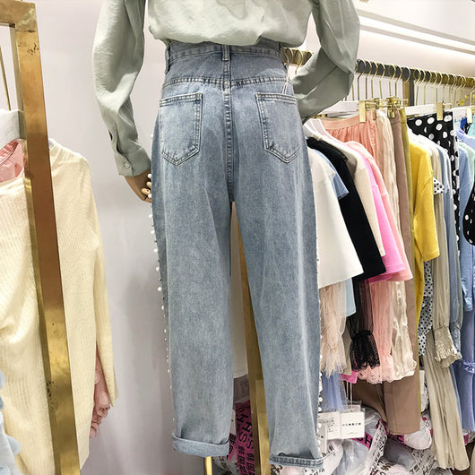 Jeans de Cintura Alta Rectos Anchos y Versátiles para Mujer - Image 3