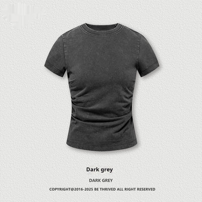 Camiseta Americana de Cintura Fruncida con Efecto Reductor - Image 4