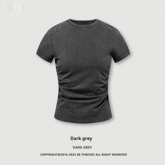 Camiseta Americana de Cintura Fruncida con Efecto Reductor - Image 4