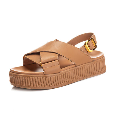 Sandalias Planas de Cuero con Plataforma para Mujer - Image 4