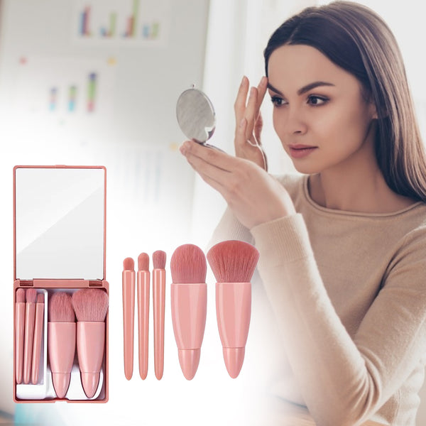 Set de 5 Brochas de Maquillaje Profesional - Base, Sombras y Difuminado
