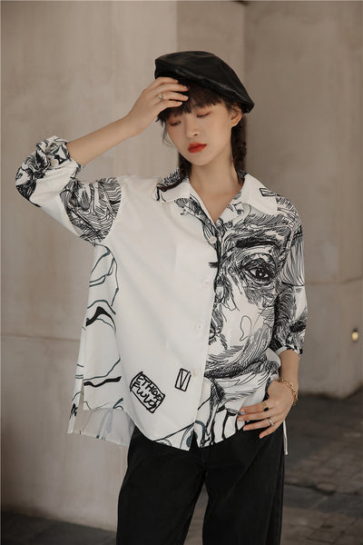 Blusa Occidental de Chifón Manga Larga con Contraste de Colores para Mujer - Image 7