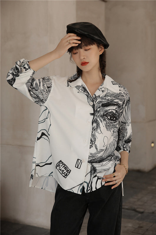 Blusa Occidental de Chifón Manga Larga con Contraste de Colores para Mujer - Image 7