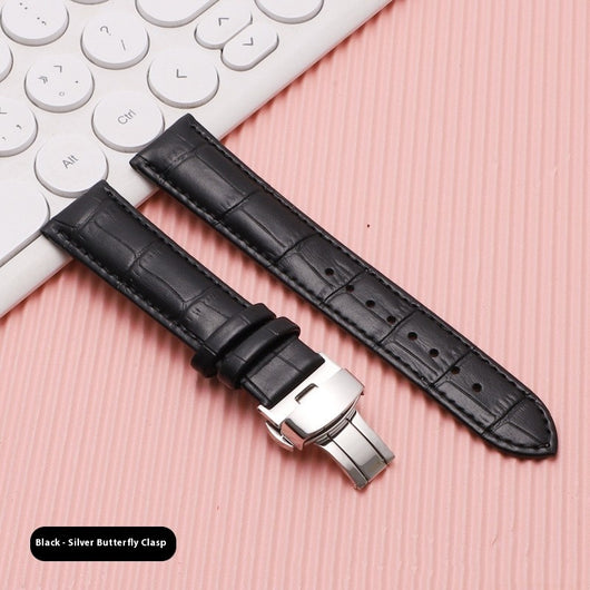 Correa de Cuero Genuino con Cierre Mariposa - Pulsera Universal para Reloj