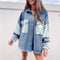 Chaqueta Denim Bloques de Color para Halloween Mujer