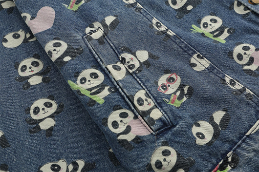 Chamarra Vaquera Estampada Panda Rojo para Hombre - Image 8