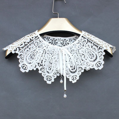 Chal Femenino con Cuello de Encaje Organza Bordado y Flores - Image 5