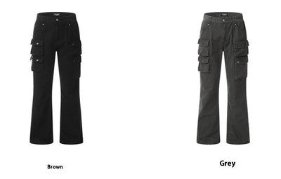 Pantalón de Trabajo Versátil con Múltiples Bolsillos y Corte Acampanado - Image 13