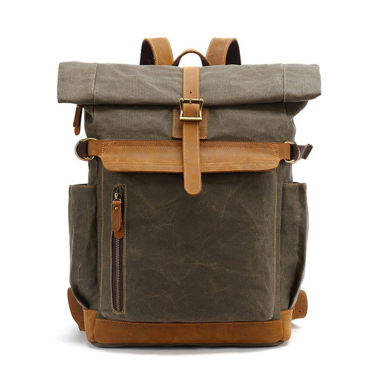 Mochila de Cuero Crazy Horse para Viajes - Bolsa Multifuncional Hombre con Compartimento Laptop - Image 8