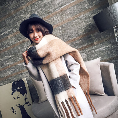Bufanda Larga Estilo Coreano con Borlas - Abrigo Grueso para Otoño e Invierno - Image 2