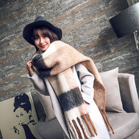 Bufanda Larga Estilo Coreano con Borlas - Abrigo Grueso para Otoño e Invierno - Image 2