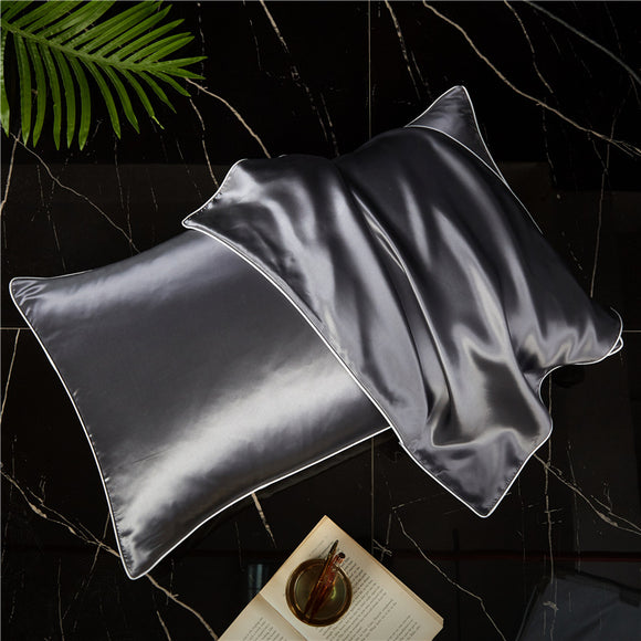 Funda de Almohada de Seda Satinada Liso de Un Lado