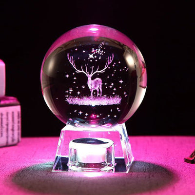 Lámpara Esfera Cristal LED con Música - Galaxia 3D con Energía Solar - Image 8